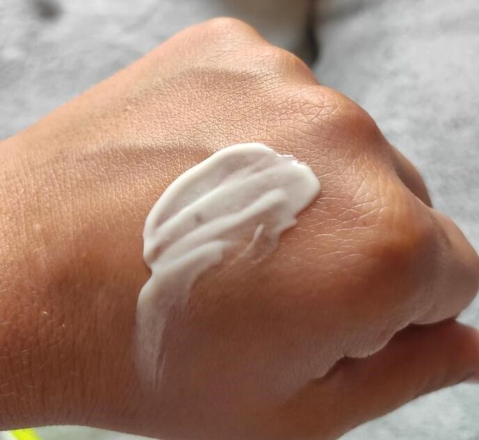 Photo of cream in hand, experience using Exodermin